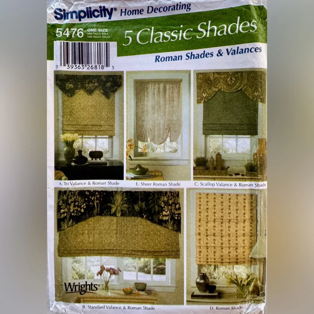 Simplicity 5476 Window Treatments Uncut Sewing Pattern